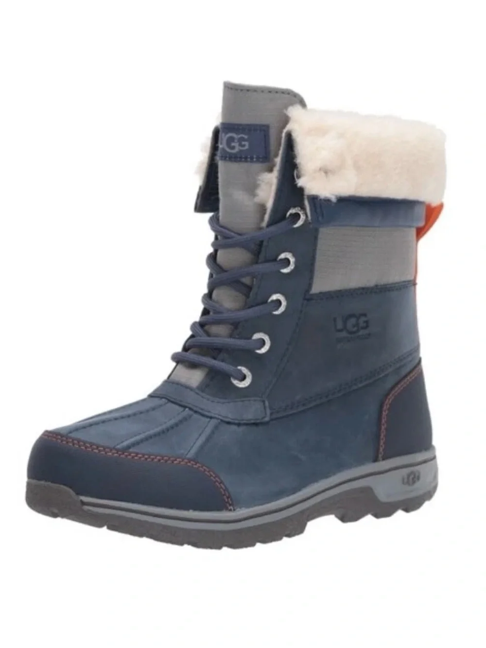 UGG Butte II Waterproof Leather Winter Boots Youth Boys 4 Blue Snow Outdoors EUC